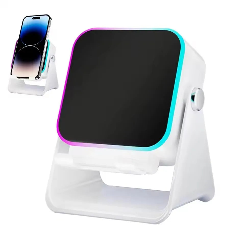 (upgraded)5 In 1 Auto-induction 5000mAh Wireless Induction Speaker 8 RGB Lights HIFI Sound Portable Bluetooth Phone Holder Gifts