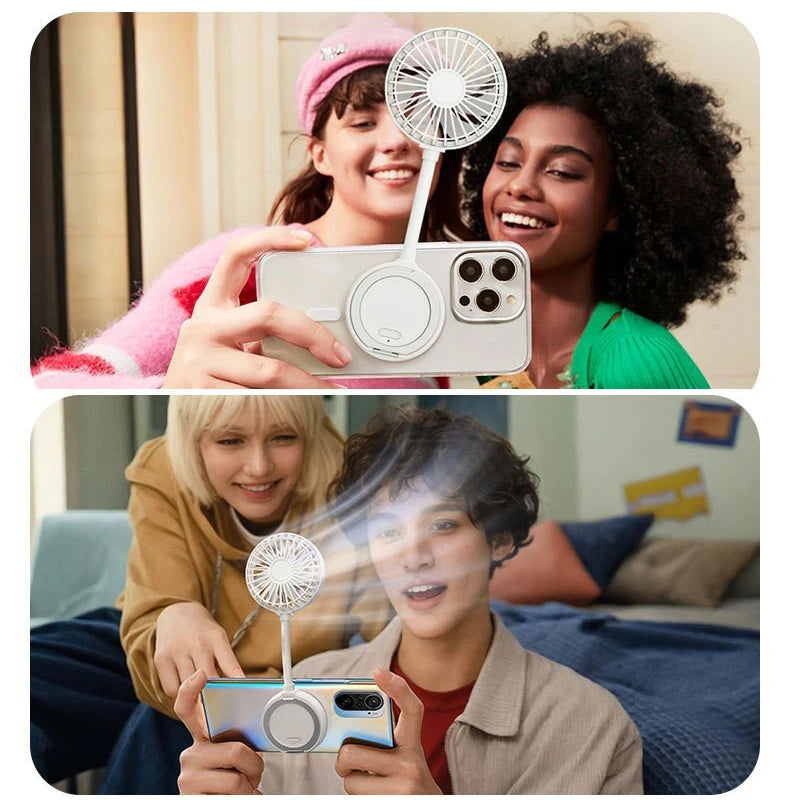Mini Magnetic Fan, Portable Folding Small Fan, Suitable for iPhone and Magnetic Phones and Magnetic Phone Cases