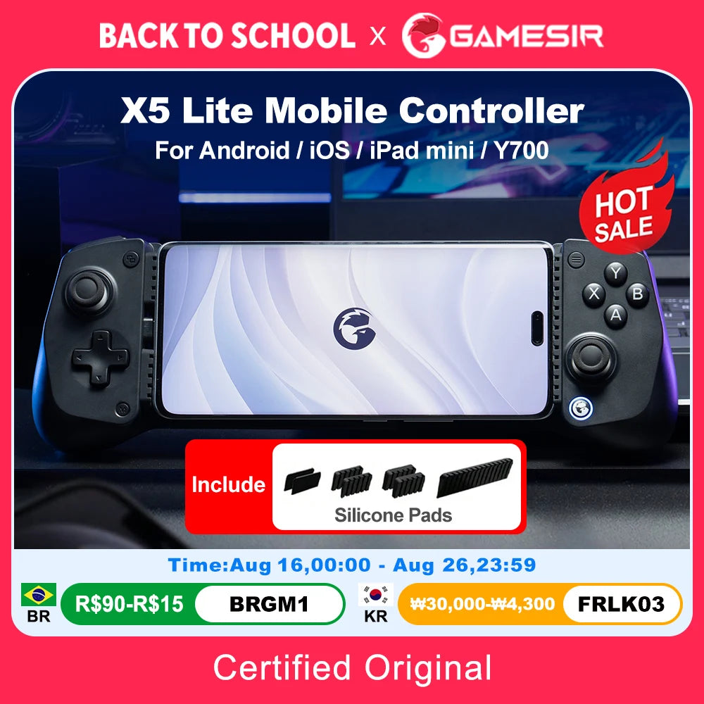 GameSir X5 Lite Mobile Gaming Controller Phone Gamepads for iPhone 17 16 15 Series IOS iPad Mini Y700 Android Tablet Controle