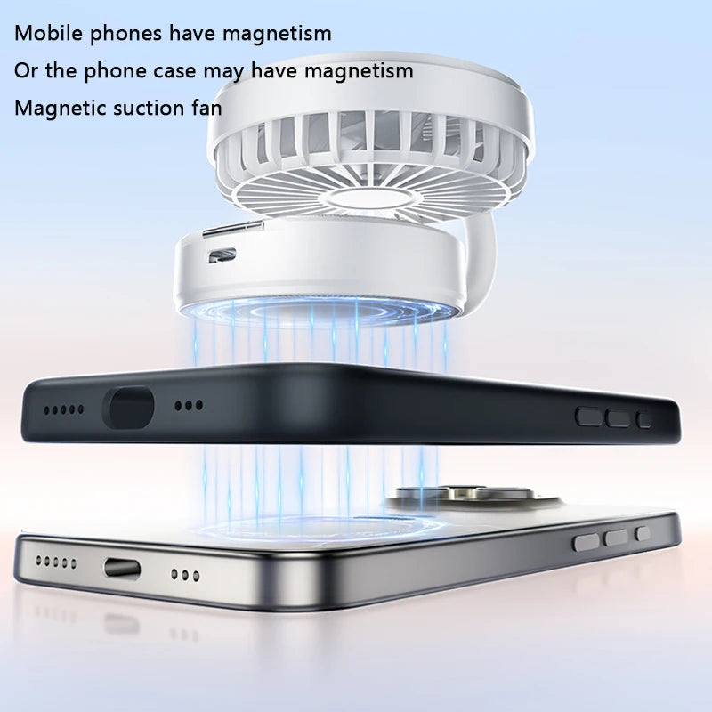 Mini Magnetic Fan, Portable Folding Small Fan, Suitable for iPhone and Magnetic Phones and Magnetic Phone Cases