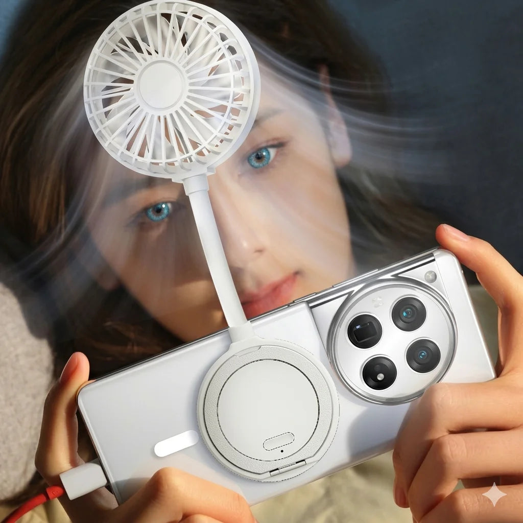 Mini Magnetic Fan, Portable Folding Small Fan, Suitable for iPhone and Magnetic Phones and Magnetic Phone Cases